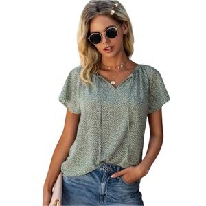 Tie Neck Dalmatian Print Blouse Size Medium